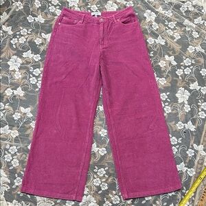 Angel Kiss Women's Pink Corduroy Flare Wide Leg Jeans 100% Cotton